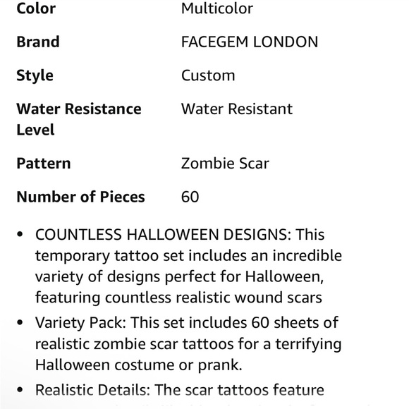 Face gem London fake scar temporary tattoos Halloween - Picture 9 of 11